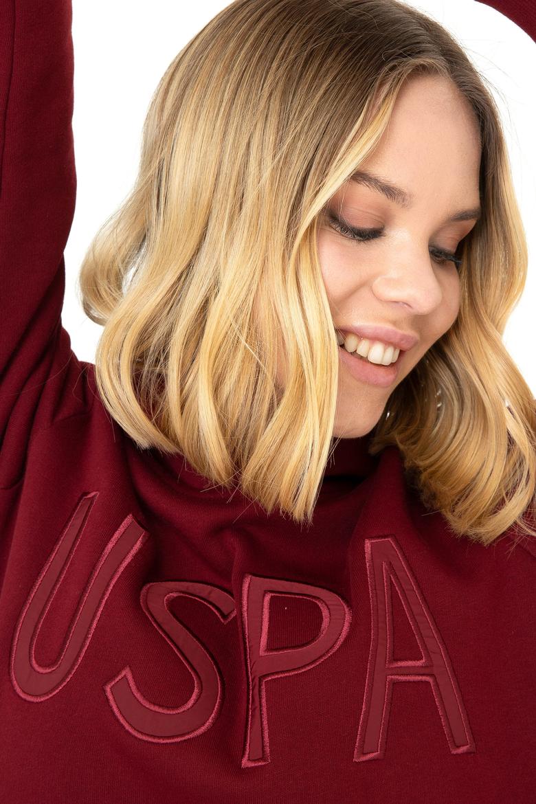 Kadın Bordo Kapüşonlu Sweatshirt - 50240767004