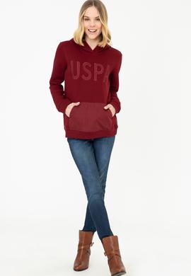 Kadın Bordo Kapüşonlu Sweatshirt - 50240767004