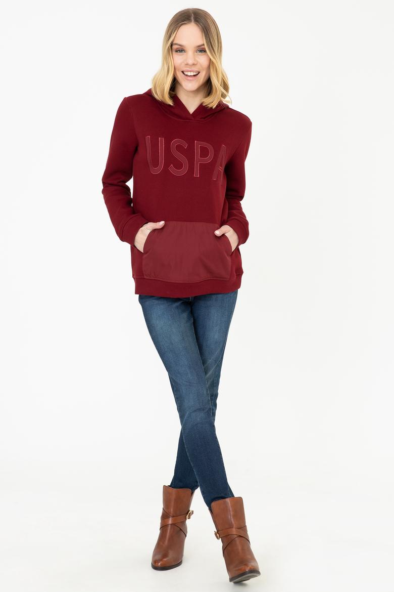 Kadın Bordo Kapüşonlu Sweatshirt - 50240767004