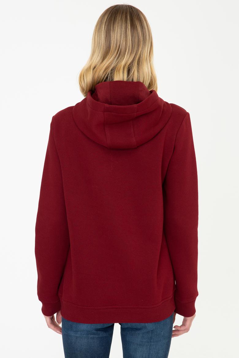 Kadın Bordo Kapüşonlu Sweatshirt - 50240767004