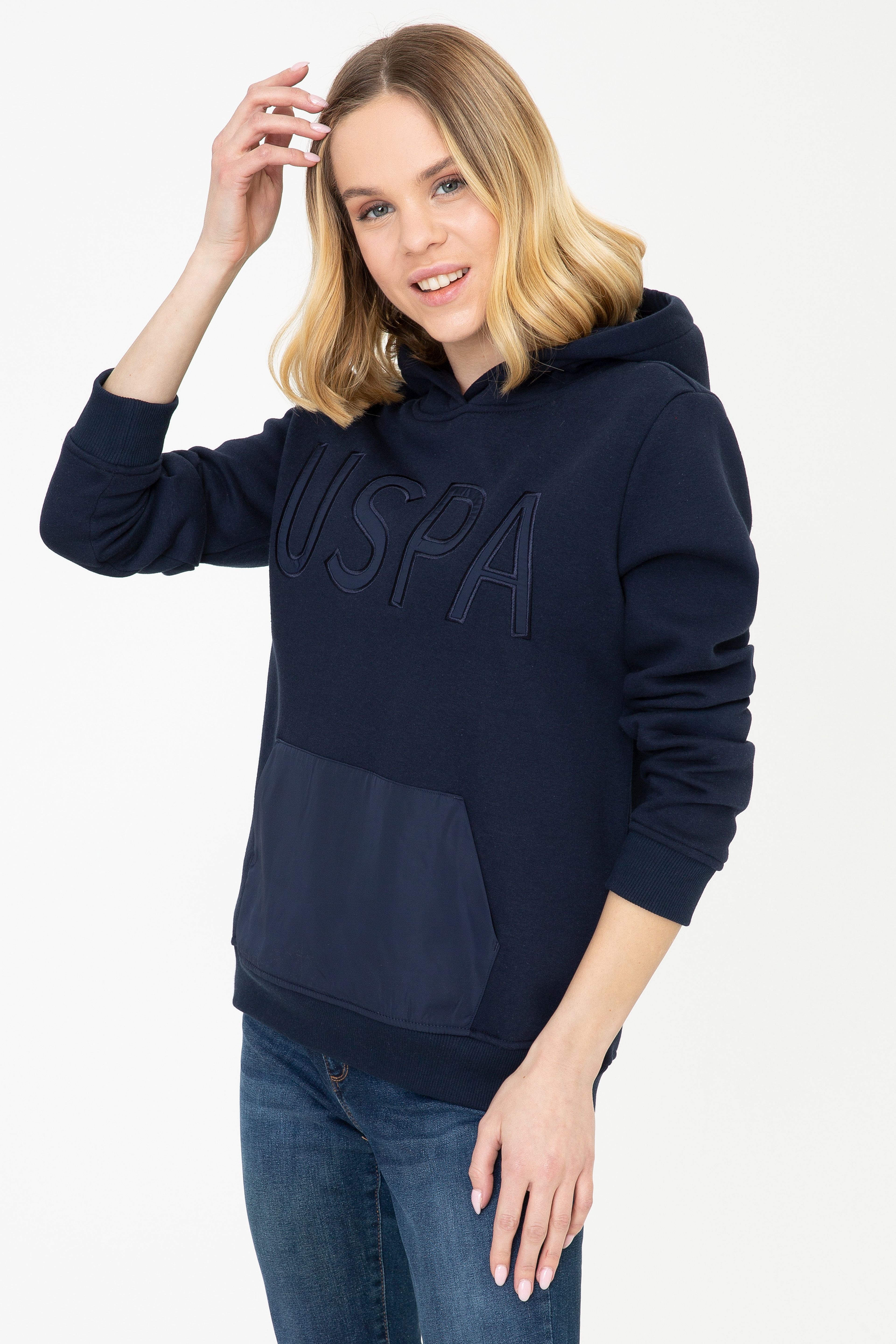 Kadın Lacivert Kapüşonlu Sweatshirt