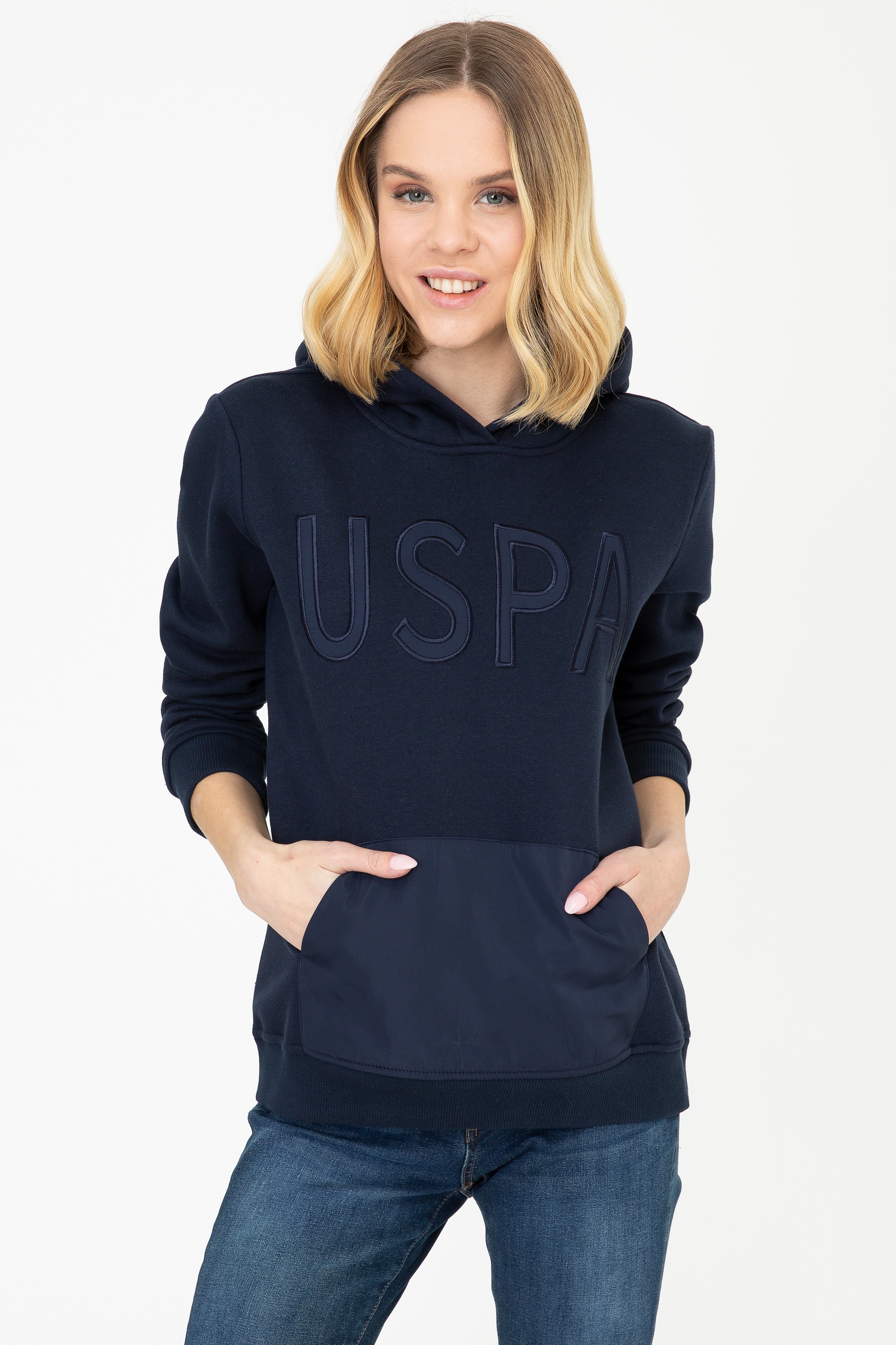 Kadın Lacivert Kapüşonlu Sweatshirt - Image 1