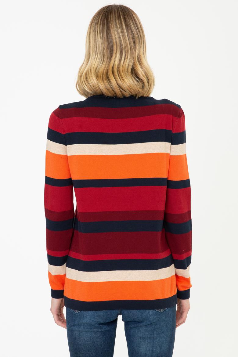 Kadın Çizgili Triko Kazak - 50244848011
