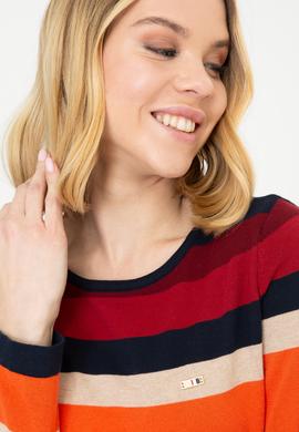 Kadın Çizgili Triko Kazak - 50244848011