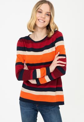 Kadın Çizgili Triko Kazak - 50244848011