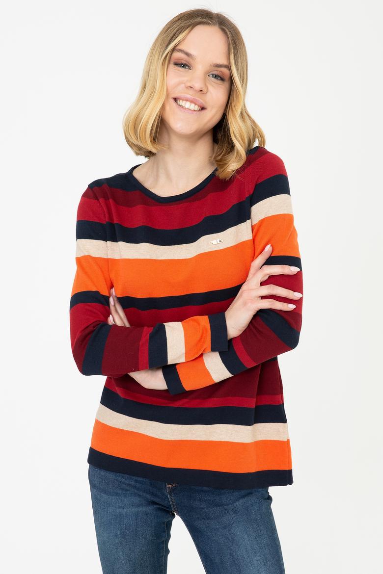Kadın Çizgili Triko Kazak