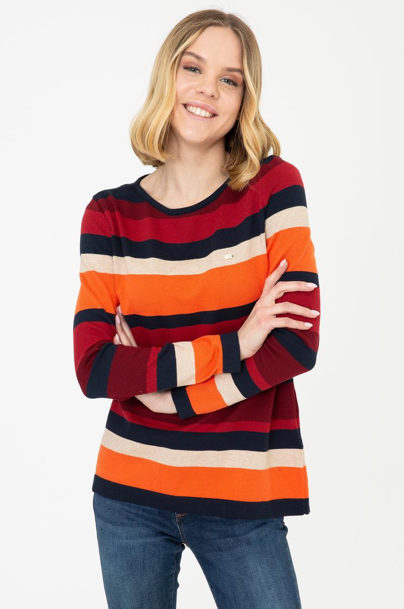 Kadın Çizgili Triko Kazak