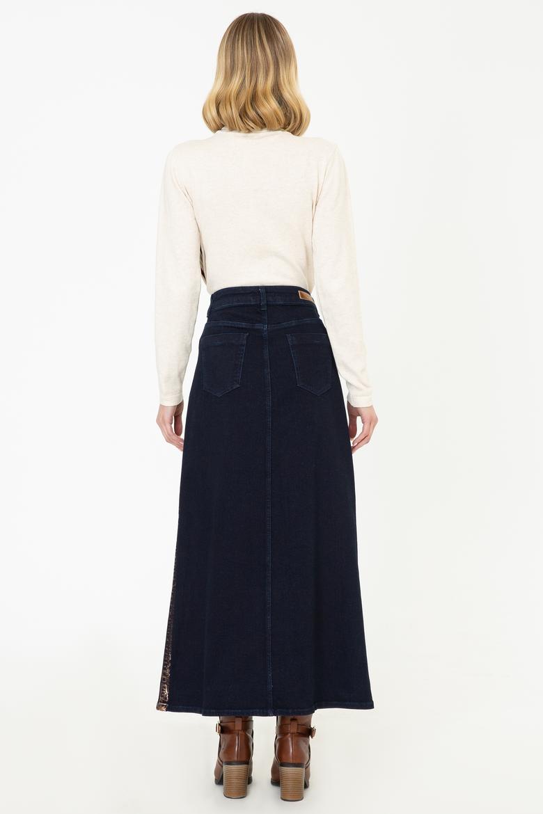 Kadın Mavi Jean Etek - 50209492003