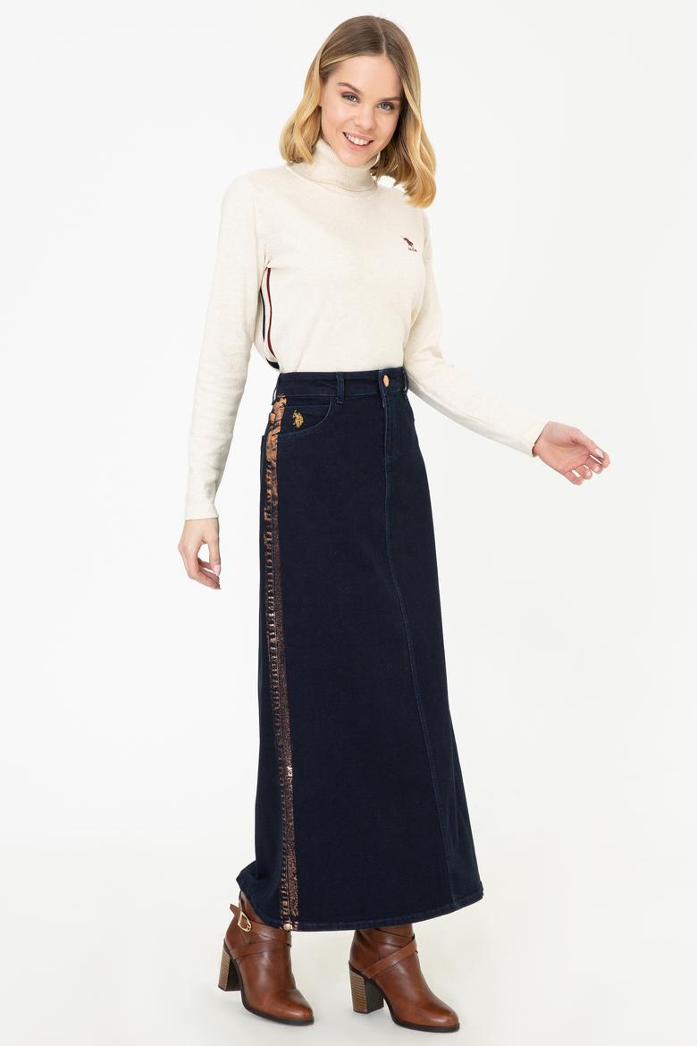 Kadın Mavi Jean Etek - 50209492003