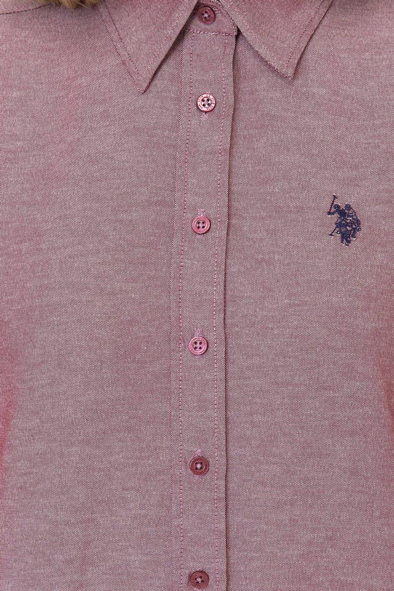 Kadın Bordo Uzun Kollu Basic Gömlek - 50253658114