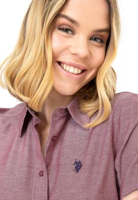 Kadın Bordo Uzun Kollu Basic Gömlek - 50253658114