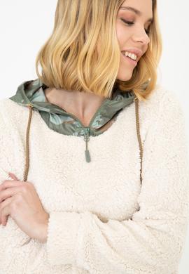 Kadın Krem Kapüşonlu Sweatshirt - 50240756014