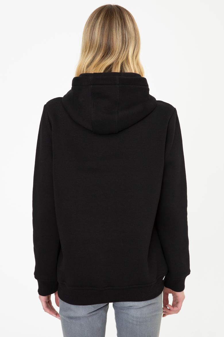 Kadın Siyah Kapüşonlu Sweatshirt - 50240767029