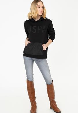 Kadın Siyah Kapüşonlu Sweatshirt - 50240767029