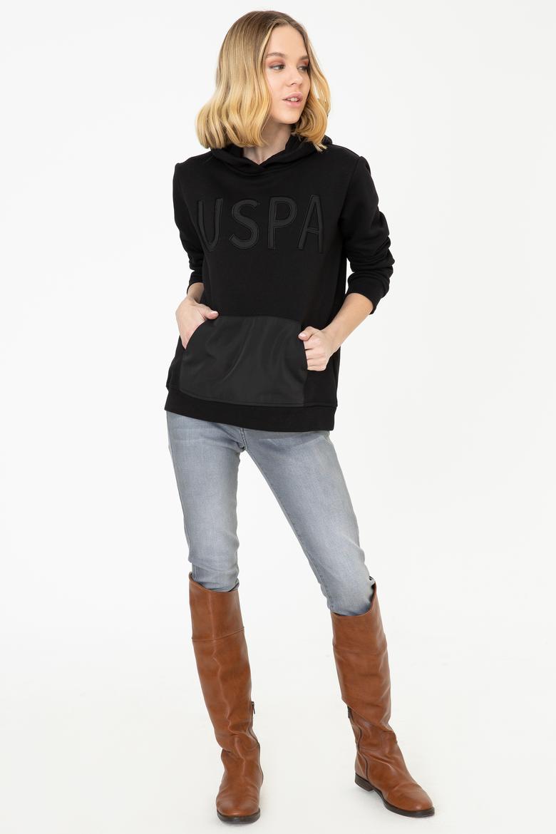 Kadın Siyah Kapüşonlu Sweatshirt - 50240767029