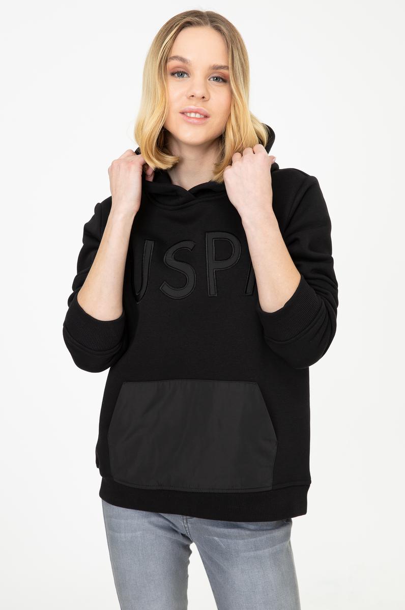 Kadın Siyah Kapüşonlu Sweatshirt