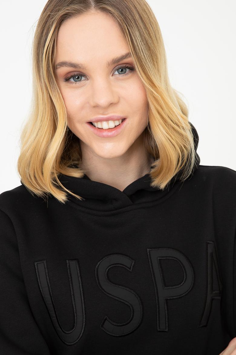 Kadın Siyah Kapüşonlu Sweatshirt - 50240767029