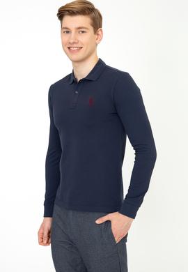 Erkek Lacivert Polo Yaka Sweatshirt Basic - 50212421015