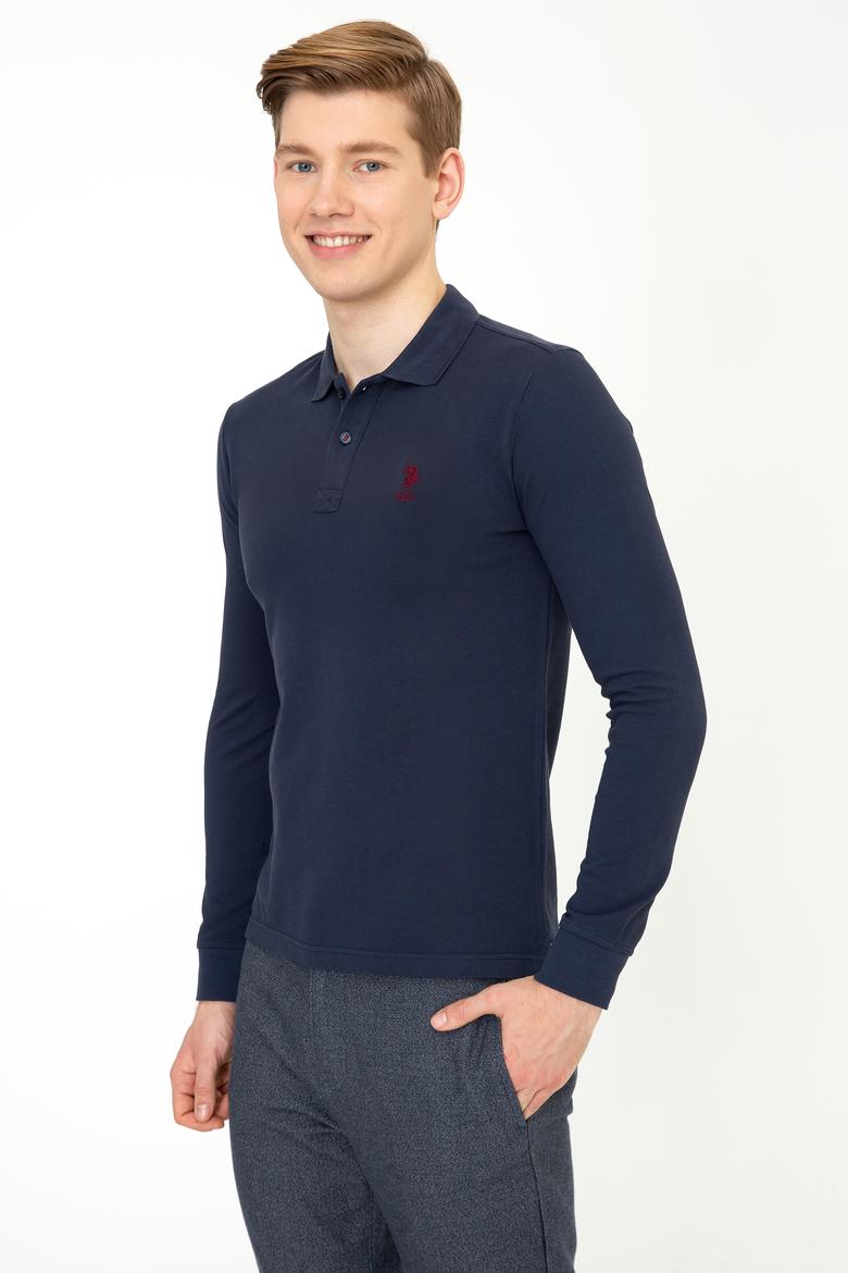 Erkek Lacivert Polo Yaka Sweatshirt Basic - 50212421015