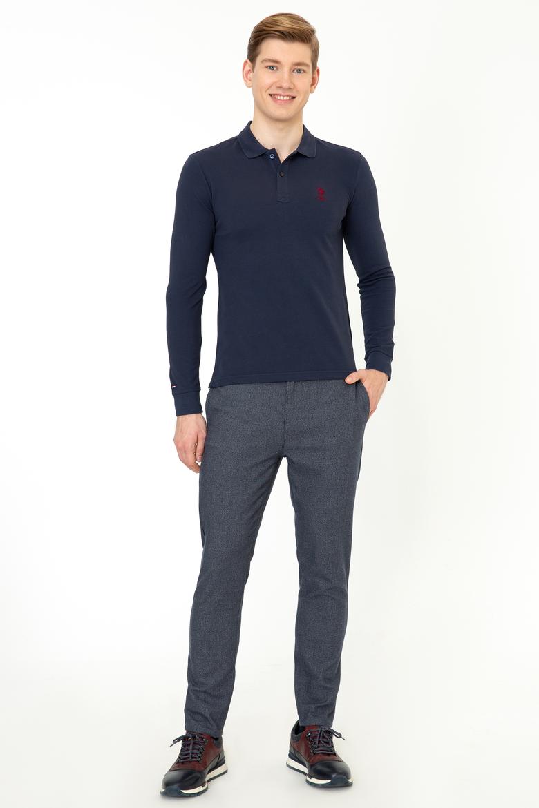 Erkek Lacivert Polo Yaka Sweatshirt Basic - 50212421015
