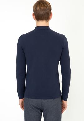 Erkek Lacivert Polo Yaka Sweatshirt Basic - 50212421015