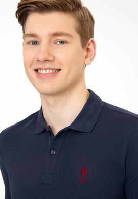 Erkek Lacivert Polo Yaka Sweatshirt Basic - 50212421015