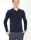 Erkek Lacivert Polo Yaka Sweatshirt Basic