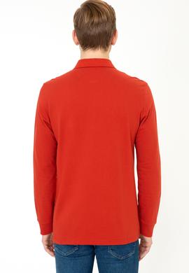 Erkek Turuncu Polo Yaka Sweatshirt Basic - 50225335167