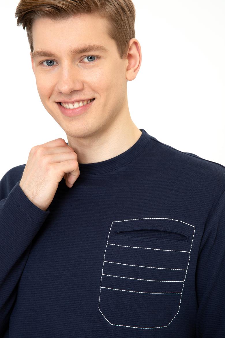 Erkek Lacivert Bisiklet Yaka Sweatshirt - 50240800031