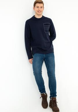 Erkek Lacivert Bisiklet Yaka Sweatshirt - 50240800031