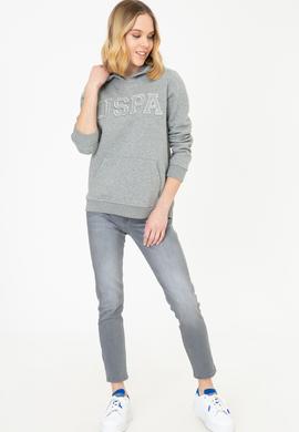 Kadın Gri Melanj Basic Sweatshirt - 50249241036