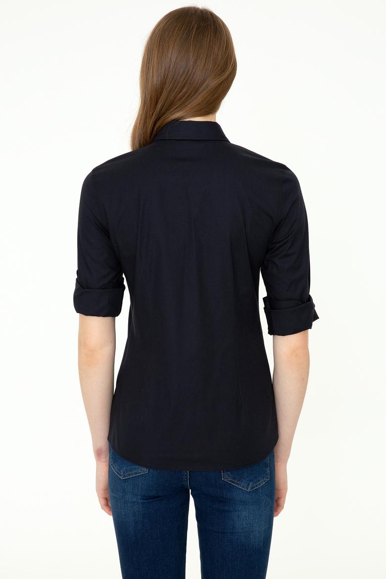 Kadın Siyah Uzun Kollu Basic Gömlek - 50246462037