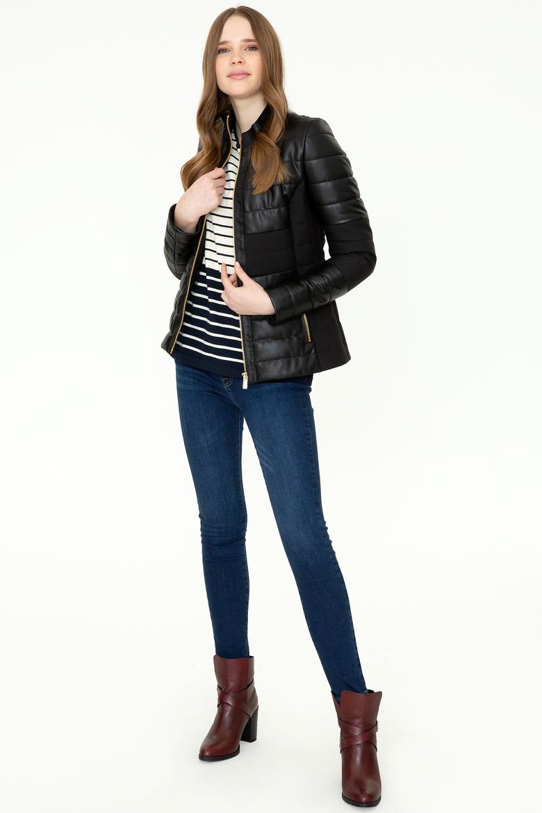 Kadın Siyah Deri Ceket - 50252022006