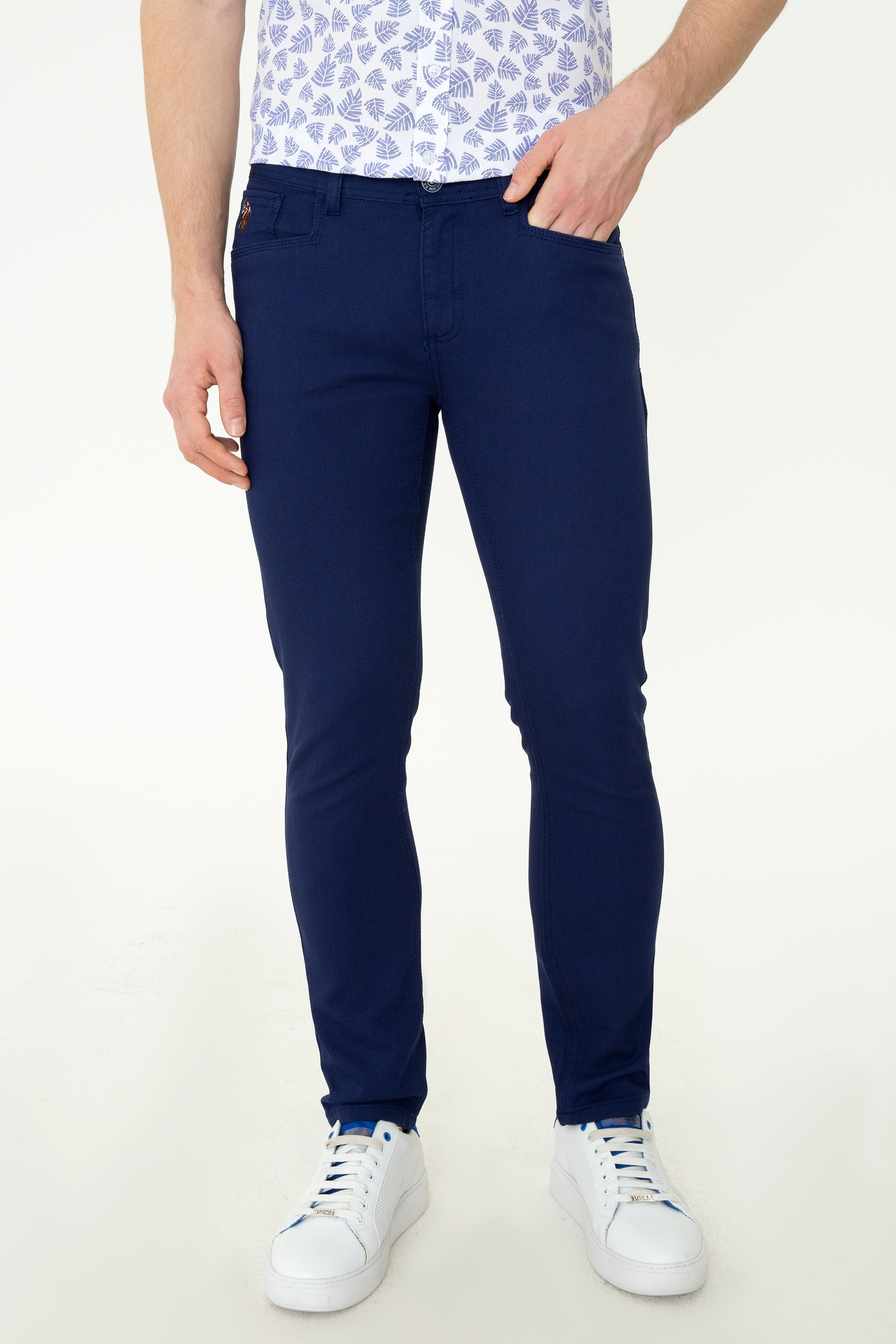 Erkek Slim Fit Lacivert Kanvas Pantolon
