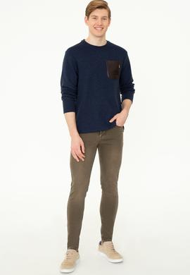Erkek Lacivert Bisiklet Yaka Sweatshirt - 50241367019