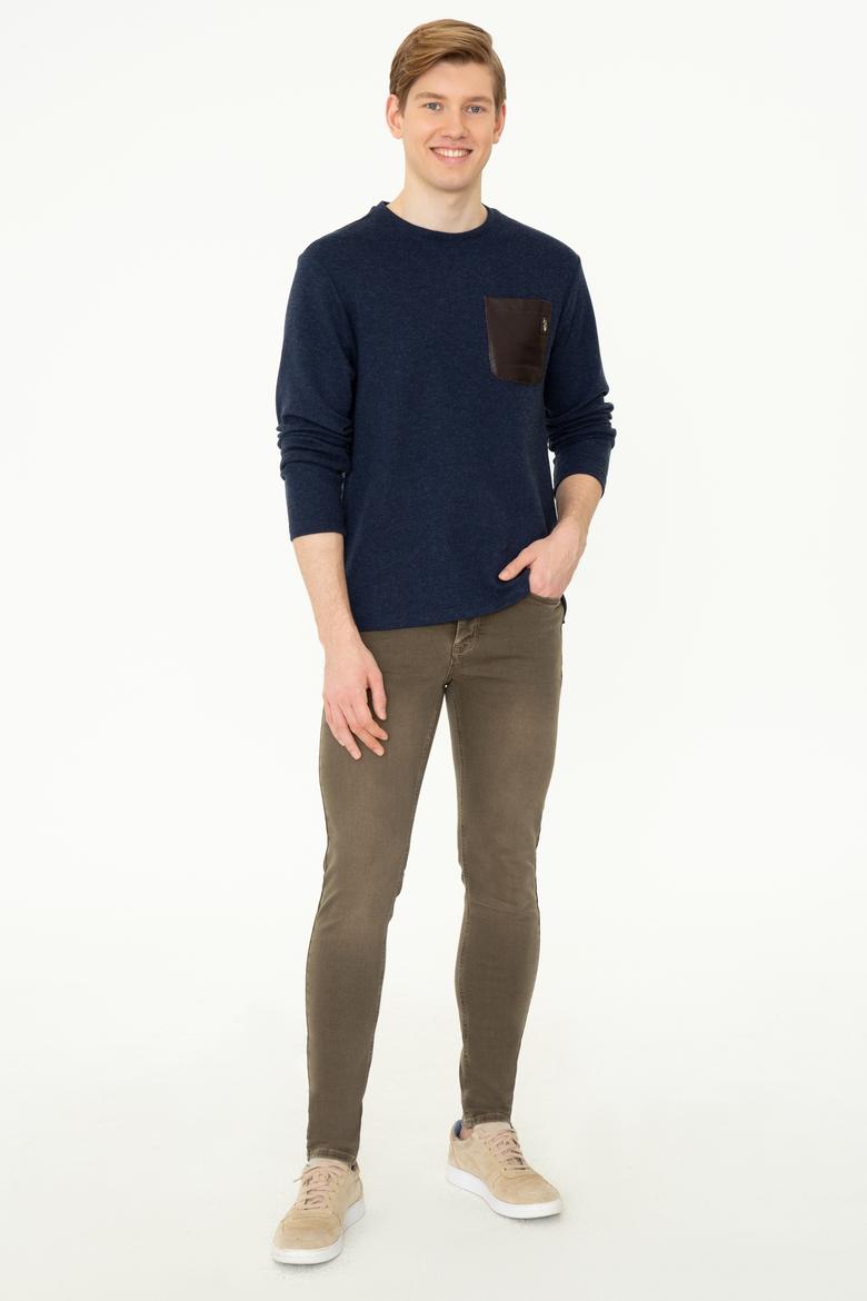 Erkek Lacivert Bisiklet Yaka Sweatshirt - 50241367019