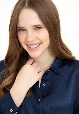 Kadın Lacivert Uzun Kollu Gömlek - 50250294002