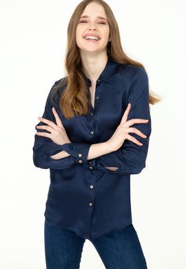 Kadın Lacivert Uzun Kollu Gömlek - 50250294002