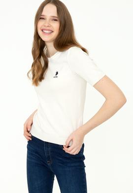 Kadın Krem Kısa Kollu Triko Kazak - 50252850029