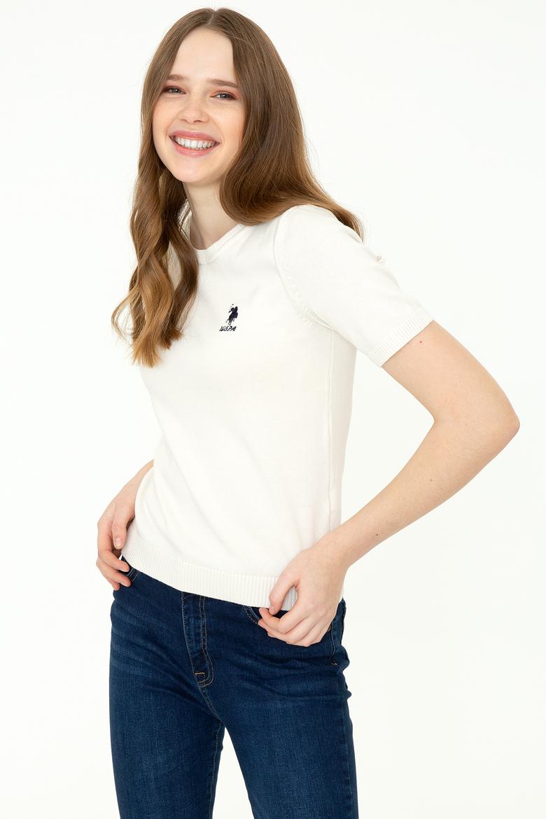 Kadın Krem Kısa Kollu Triko Kazak - 50252850029