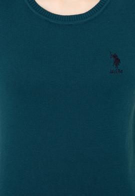 Kadın Petrol Yeşili Kısa Kollu Triko Kazak - 50252850020