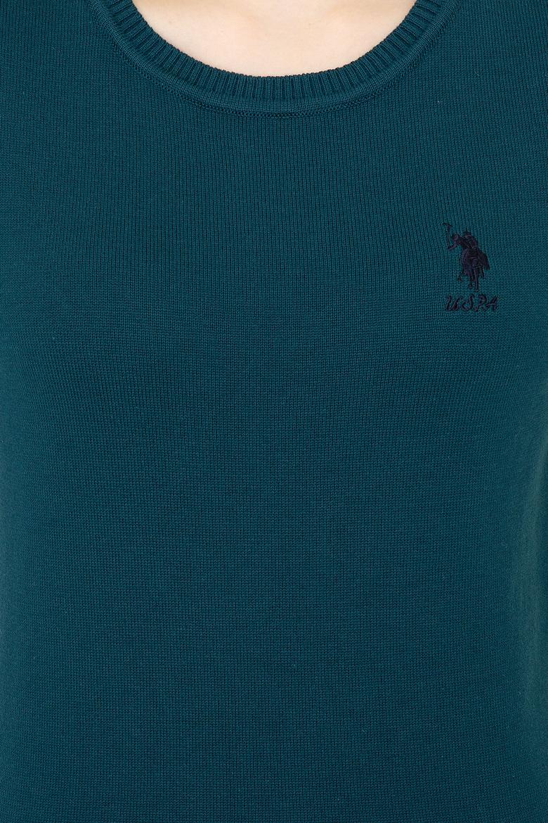 Kadın Petrol Yeşili Kısa Kollu Triko Kazak - 50252850020