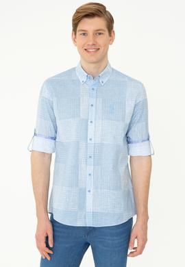Erkek Mavi Kareli Gömlek Uzunkol - 50246847008