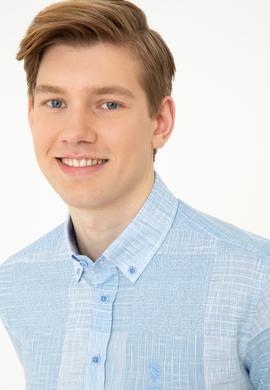 Erkek Mavi Kareli Gömlek Uzunkol - 50246847008