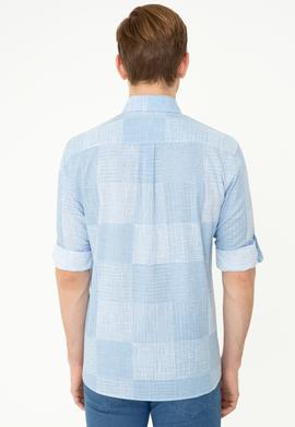 Erkek Mavi Kareli Gömlek Uzunkol - 50246847008