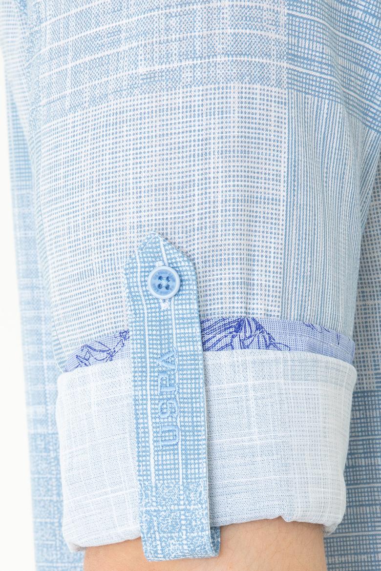 Erkek Mavi Kareli Gömlek Uzunkol - 50246847008