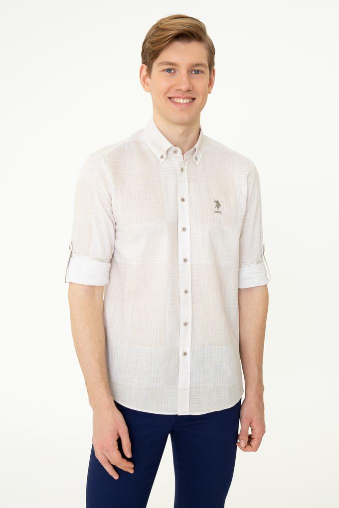 Erkek Haki Kareli Gömlek Uzunkol