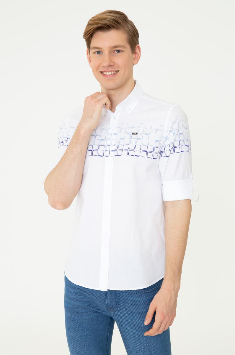 Erkek Mavi Uzun Kollu Gömlek