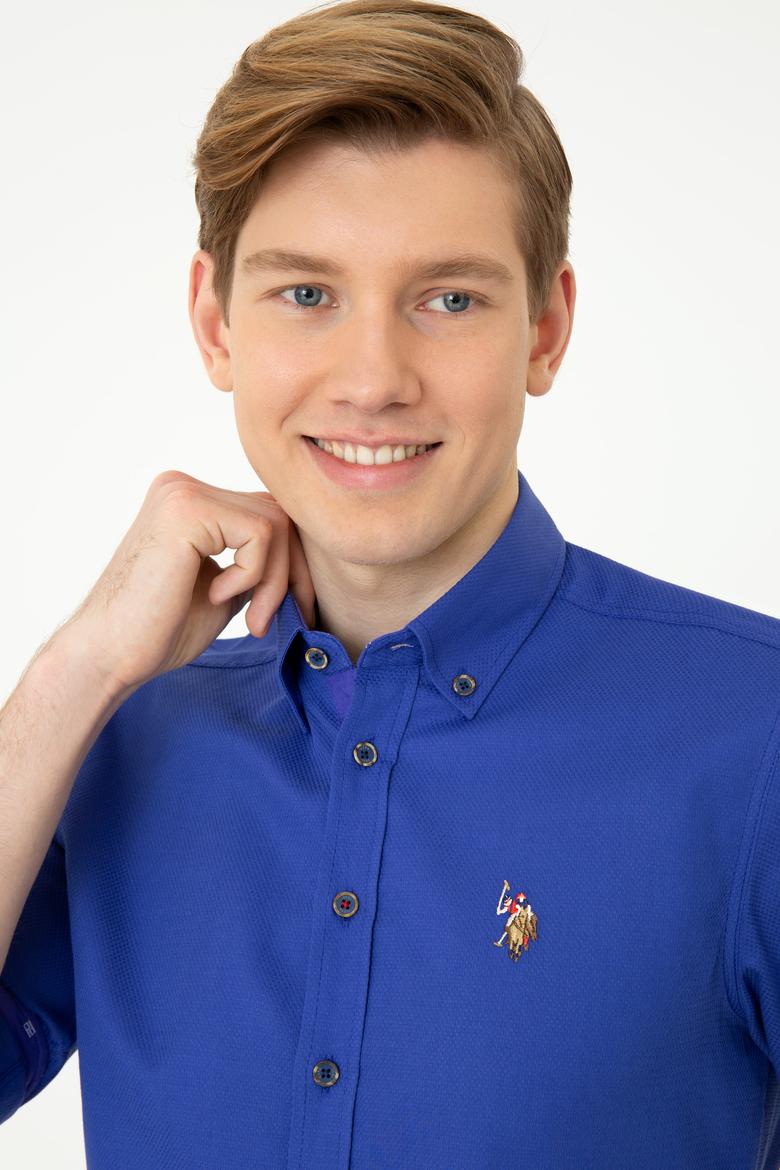 Erkek Saks Uzun Kollu Gömlek - 50247893015