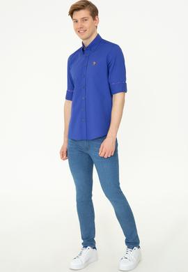 Erkek Saks Uzun Kollu Gömlek - 50247893015